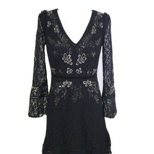 French Connection Bella Sparkle Flounce Dress, Black, NWT